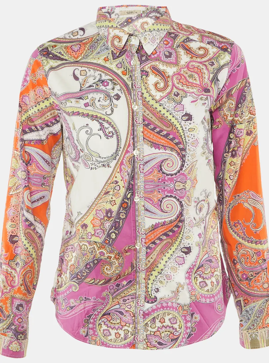 Etro Purple Paisley Print Cotton Button Front Shirt L