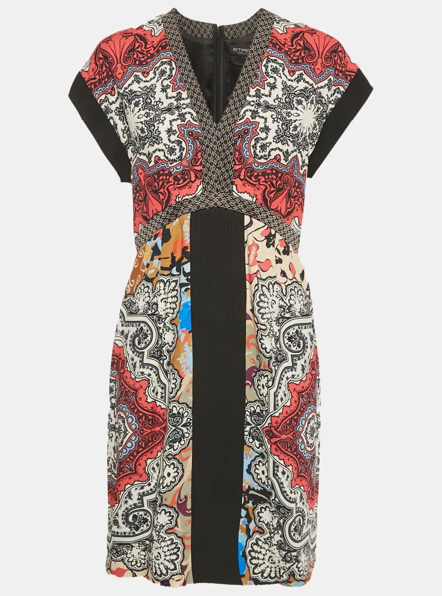Etro Multicolor Paisley Print Silk Mini Dress M