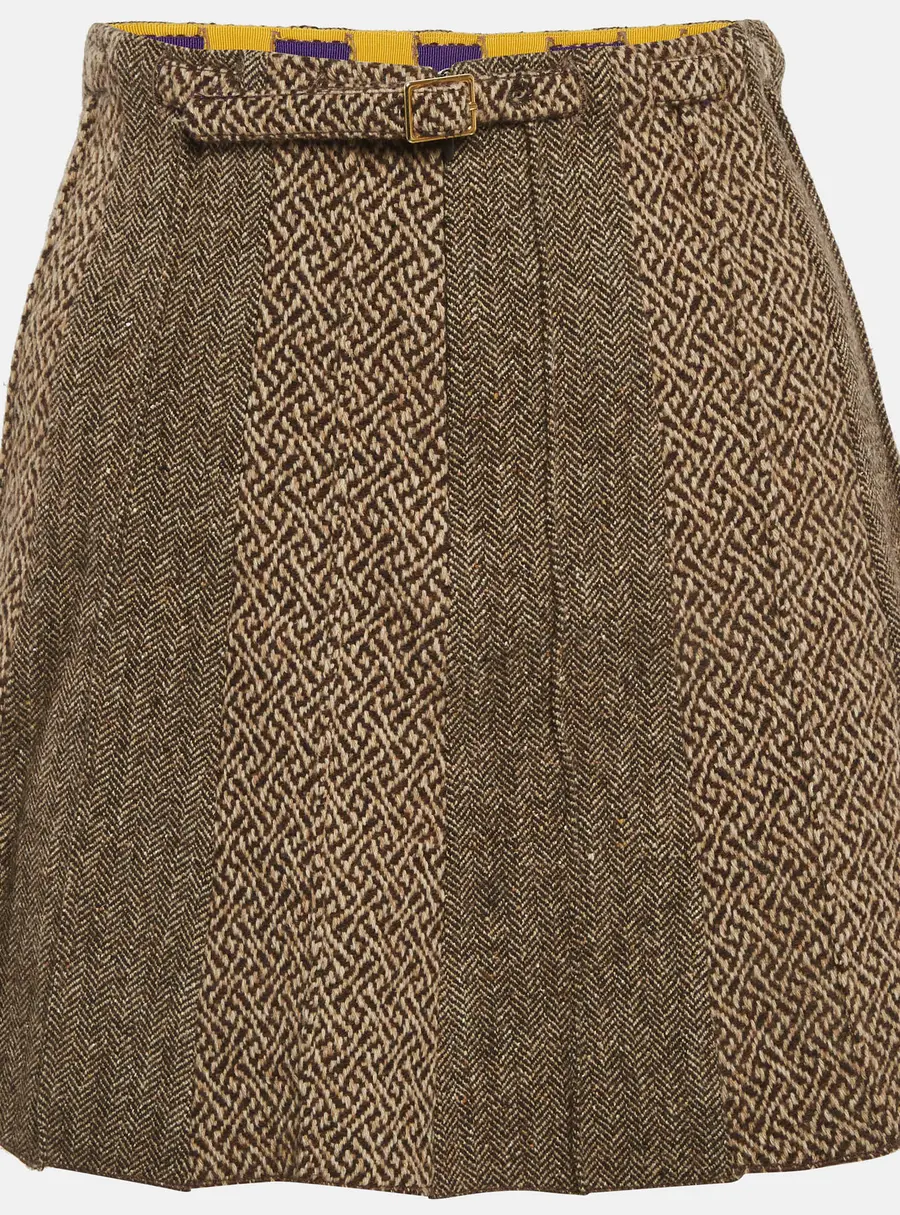 Etro Brown Striped Tweed Mini Skirt S