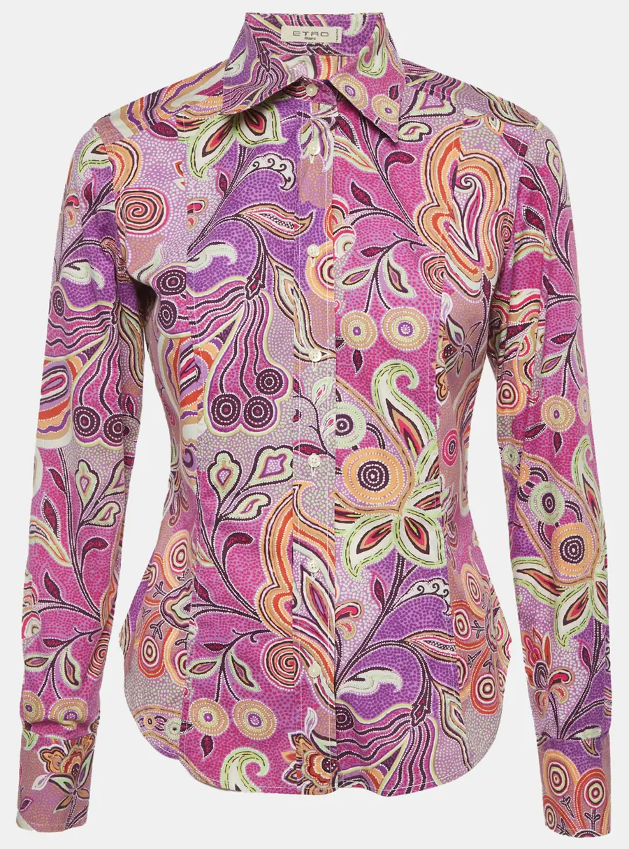 Etro Pink Paisley Print Cotton Shirt M