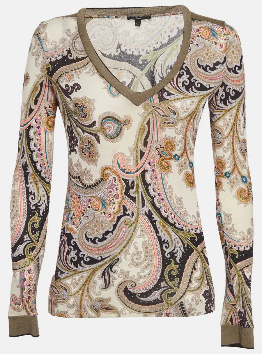 Etro Multicolor Paisley Print Jersey Top S