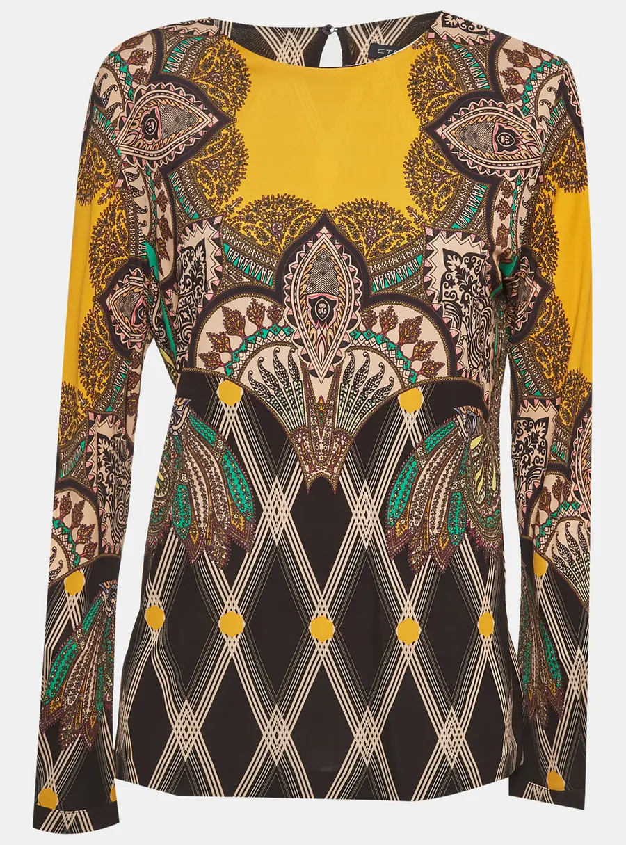 Etro Multicolour Printed Jersey Long Sleeve Top M