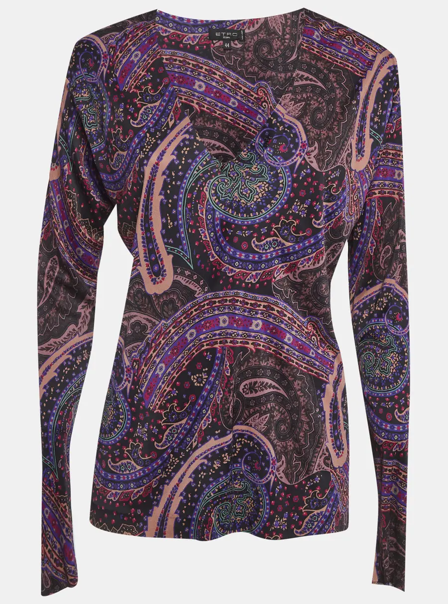 Etro Multicolour Paisley Print Jersey Long Sleeve Top M