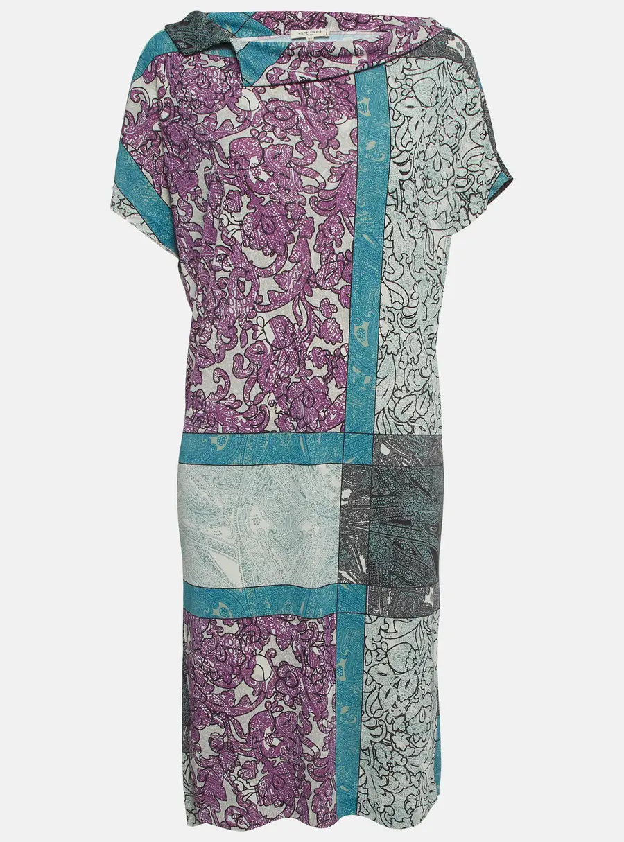 Etro Purple/Blue Paisley Print Jersey Short Dress M