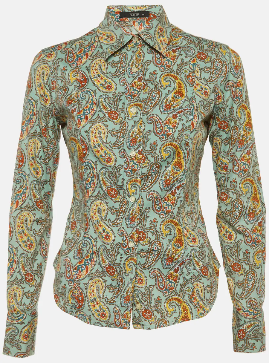 Etro Green Paisley Print Cotton Buttoned Shirt S