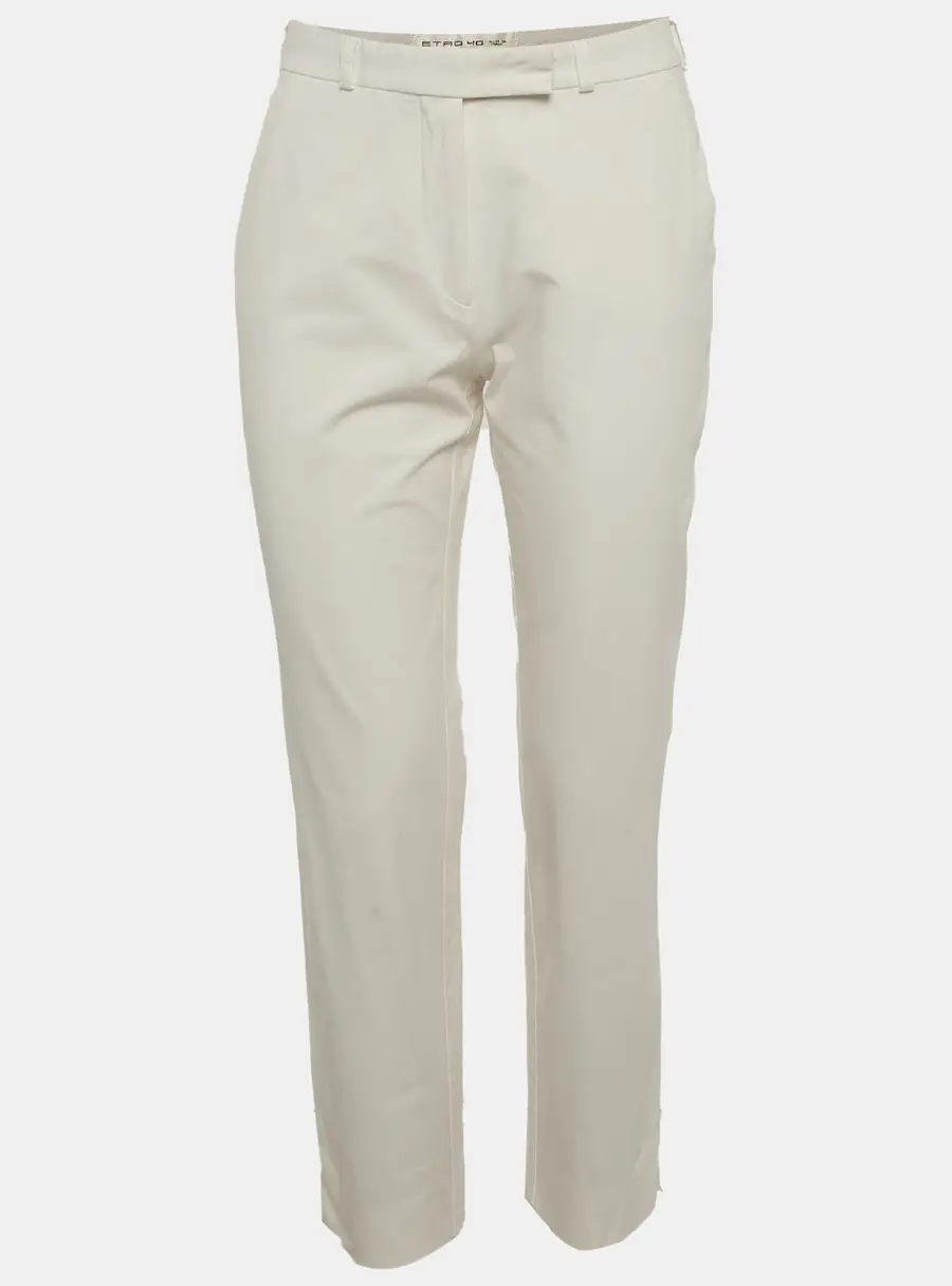 Etro White Cotton Slim Fit Trousers S