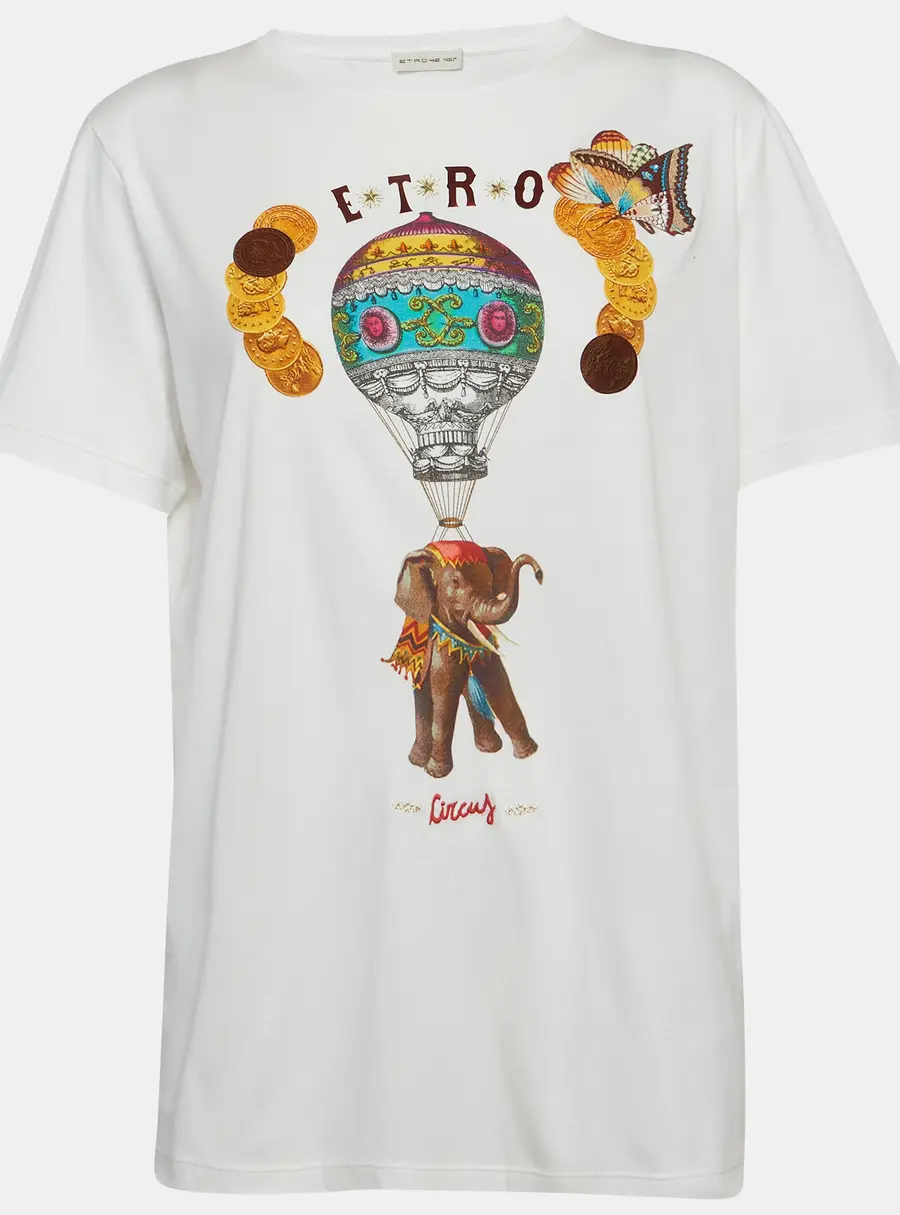 Etro White Printed Jersey T-Shirt M