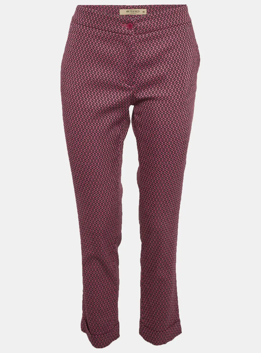 Etro Pink Jacquard Pattern Straight Fit Trousers M