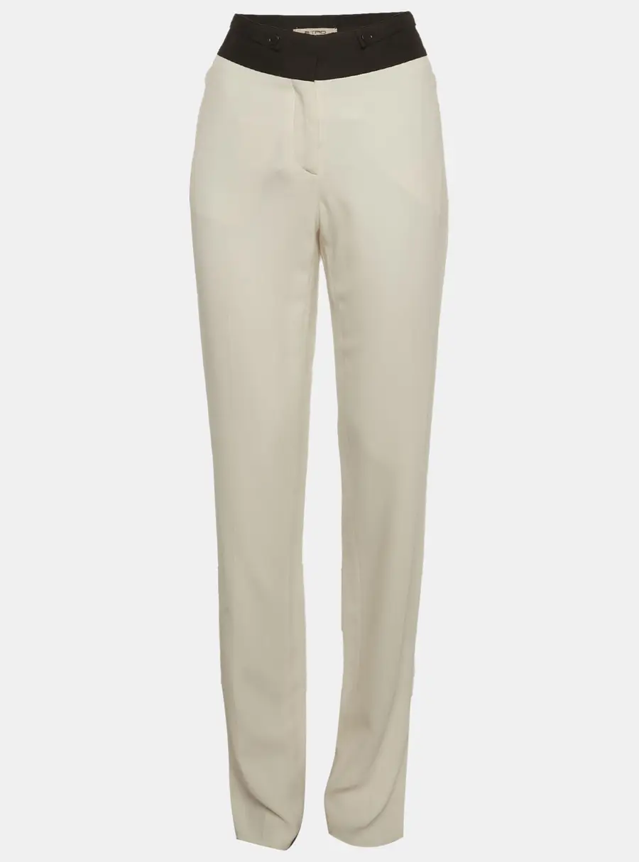 Etro Off White Crepe High Rise Trousers M