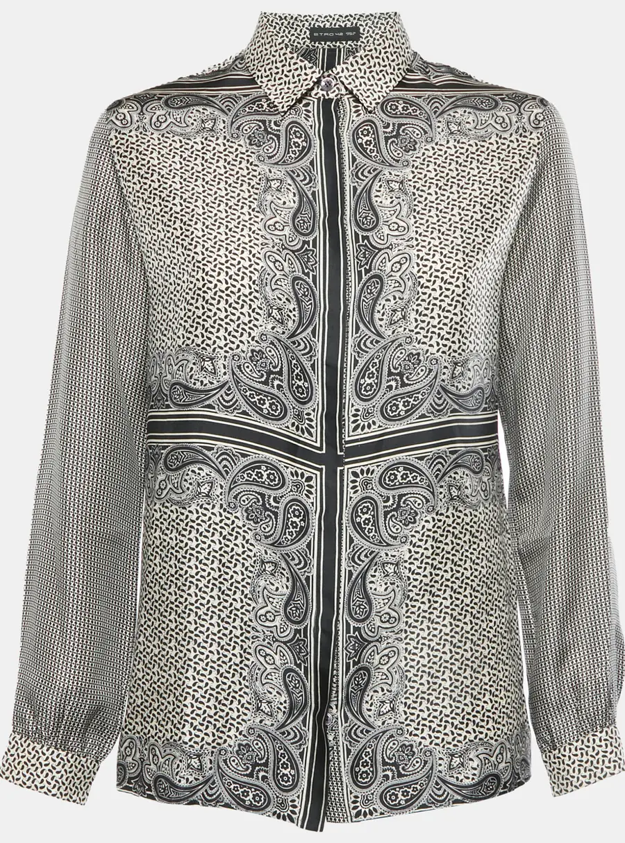 Etro Black/White Paisley Print Silk Shirt M