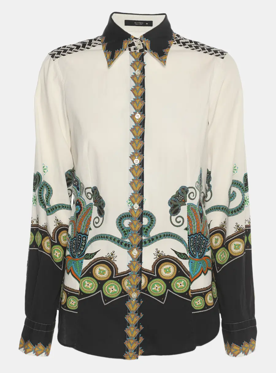 Etro Multicolor Paisley Print Stretch Cotton Long Sleeve Shirt S