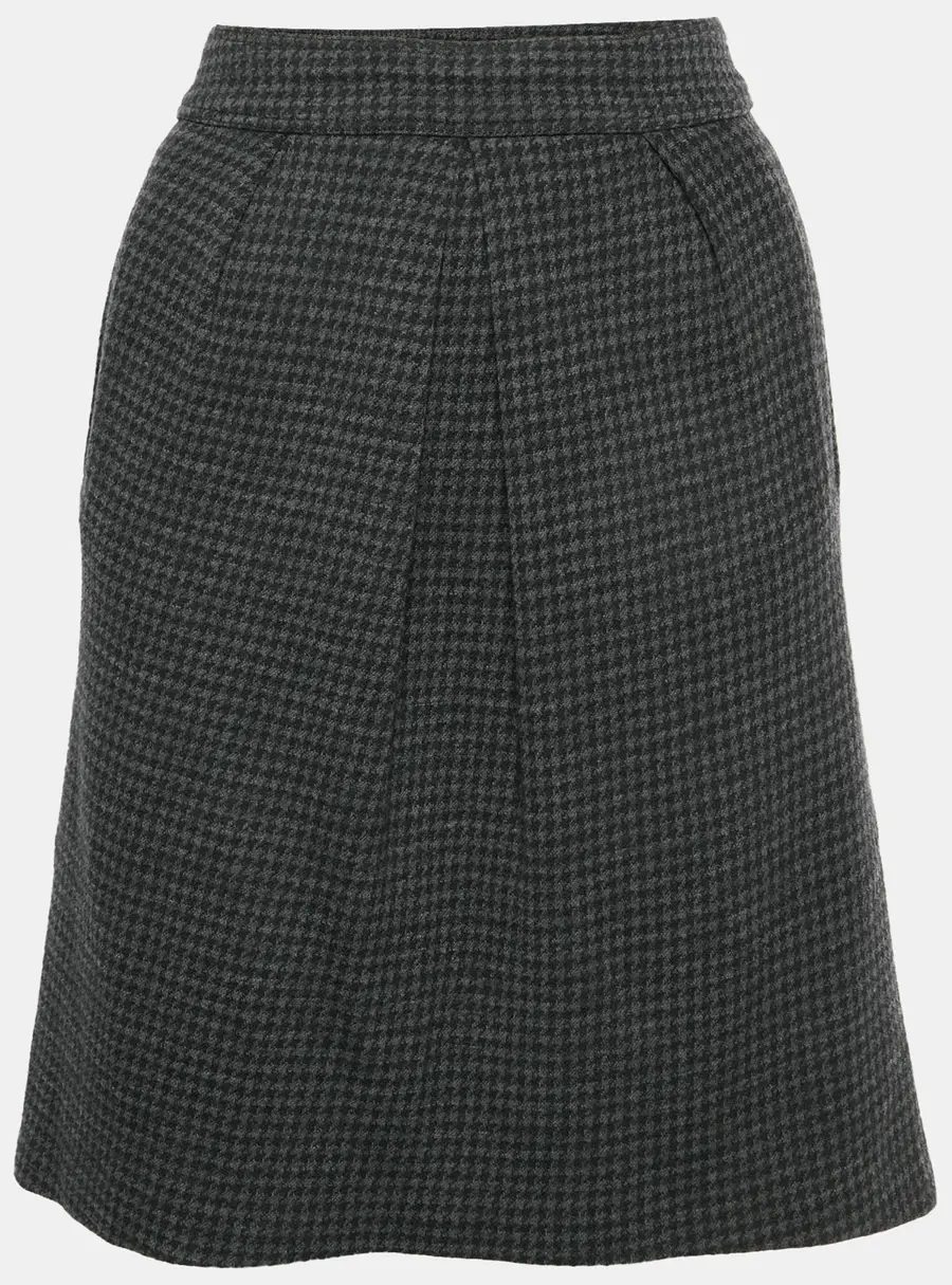Etro Black/Grey Houndstooth Wool Pencil Skirt M