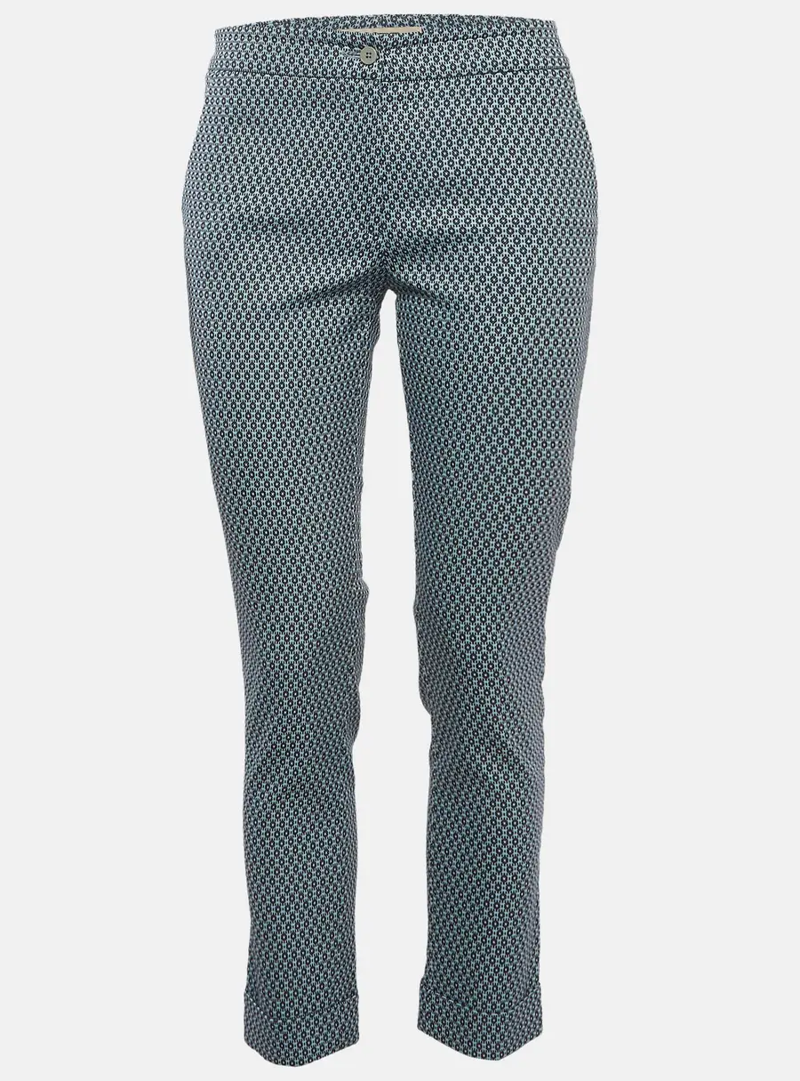 Etro Blue Jacquard Skinny Trousers S