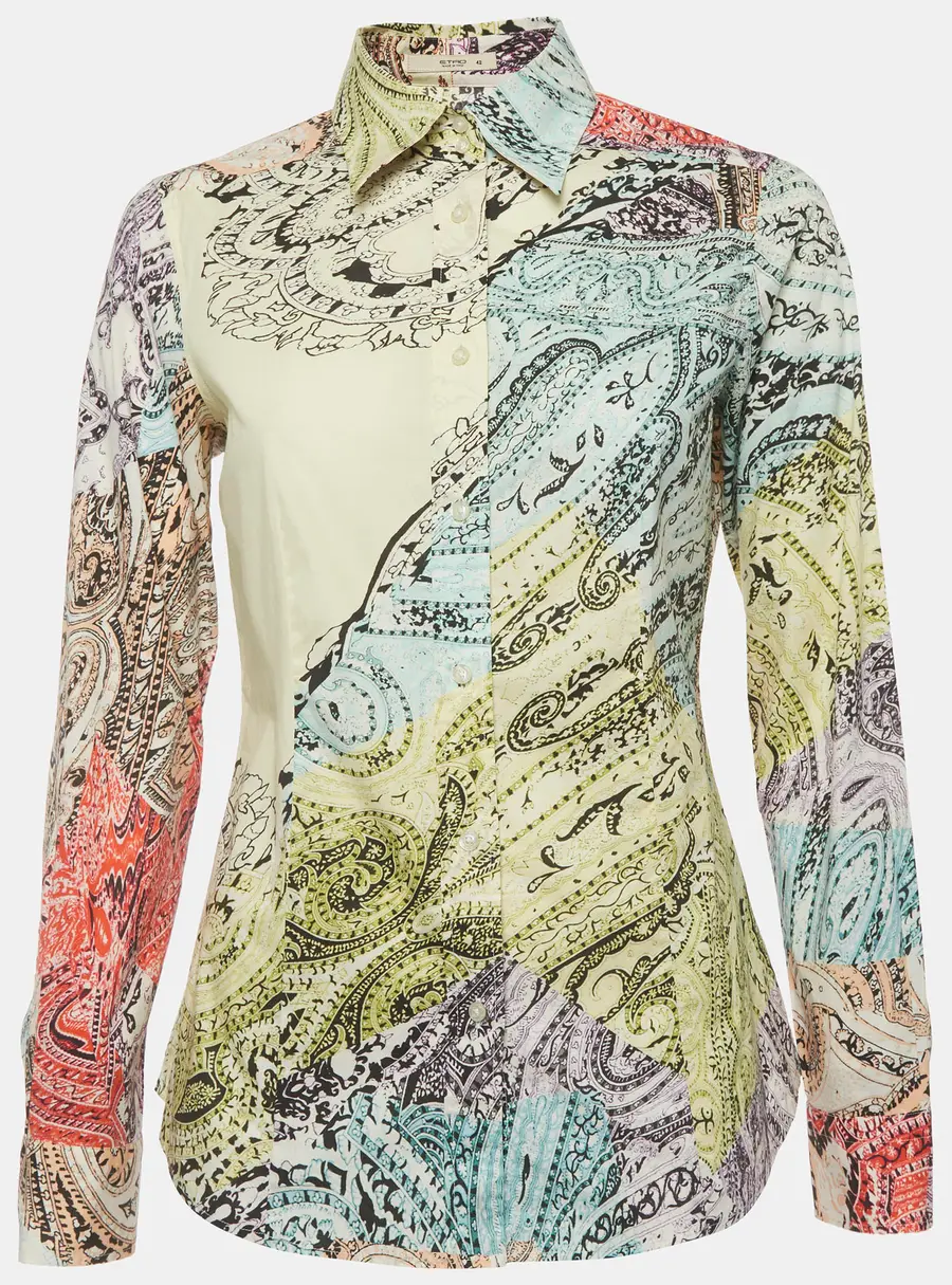 Etro Multicolor Floral Paisley Print Cotton Poplin Shirt M