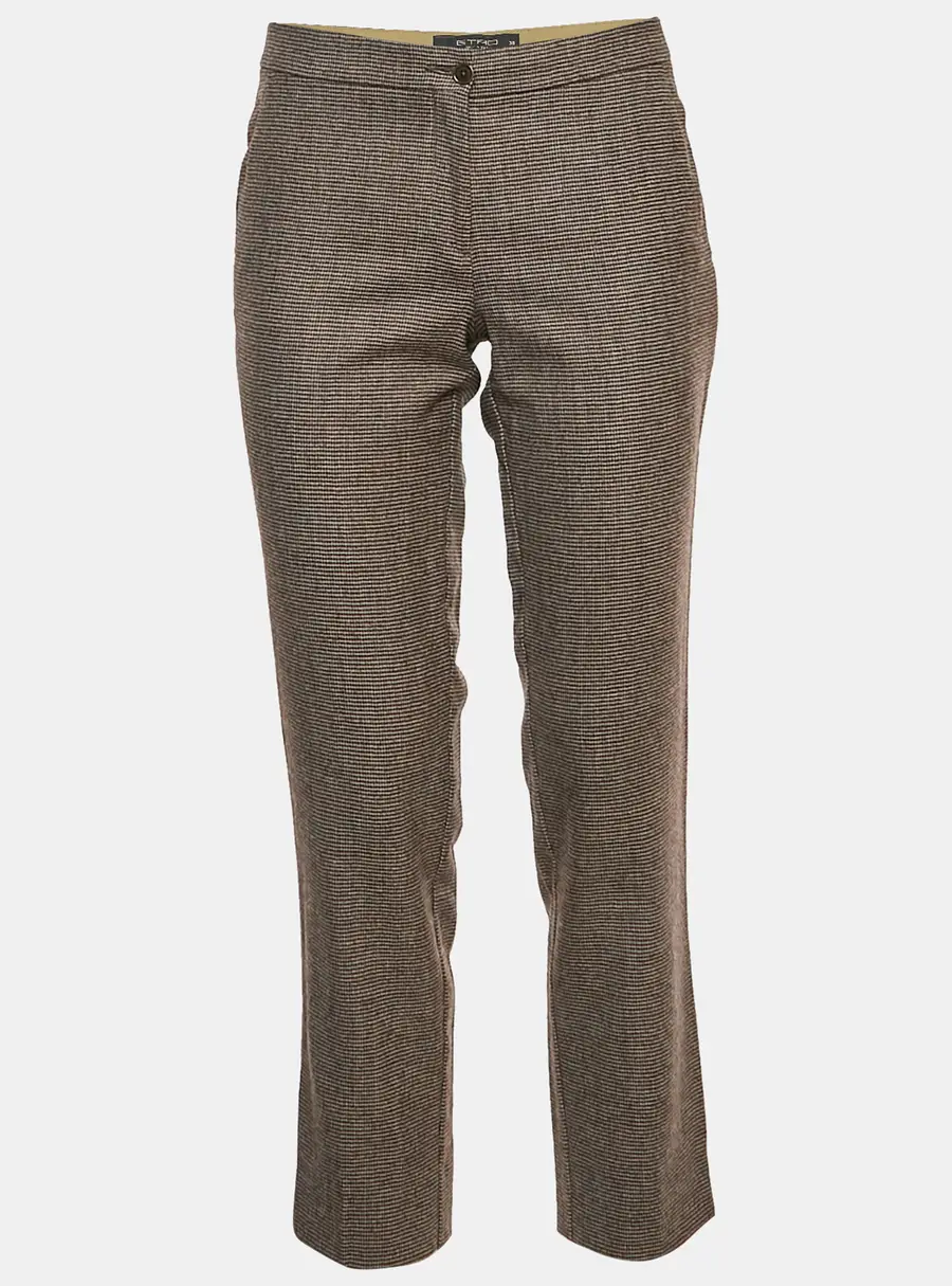 Etro Red Micro Houndstooth Wool Blend Cropped Trousers S