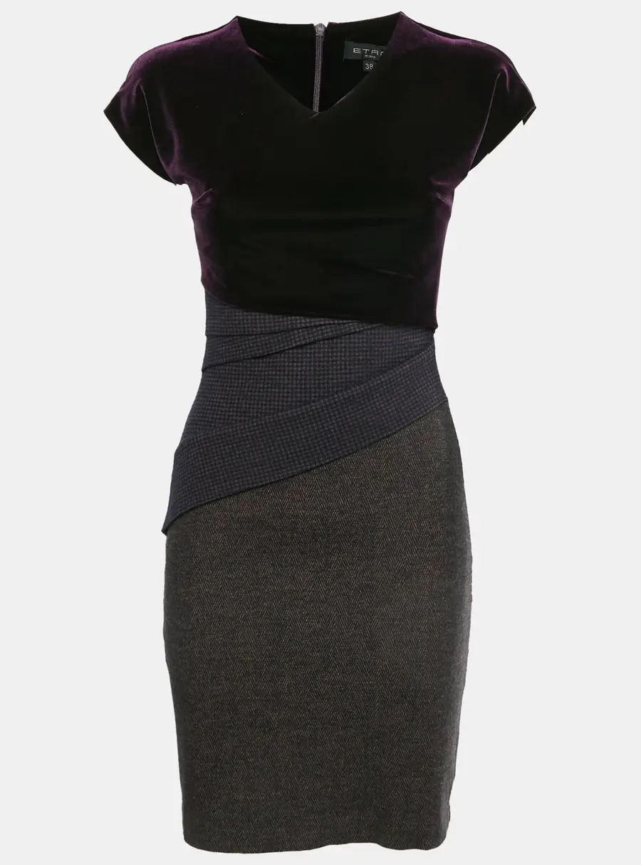 Etro Purple Velvet and Wool Mini Dress S