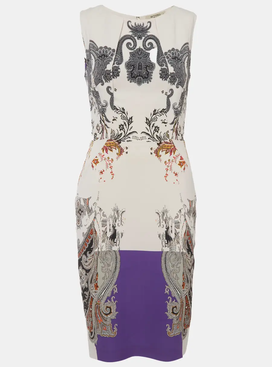 Etro Multicolor Printed Crepe Sheath Dress M