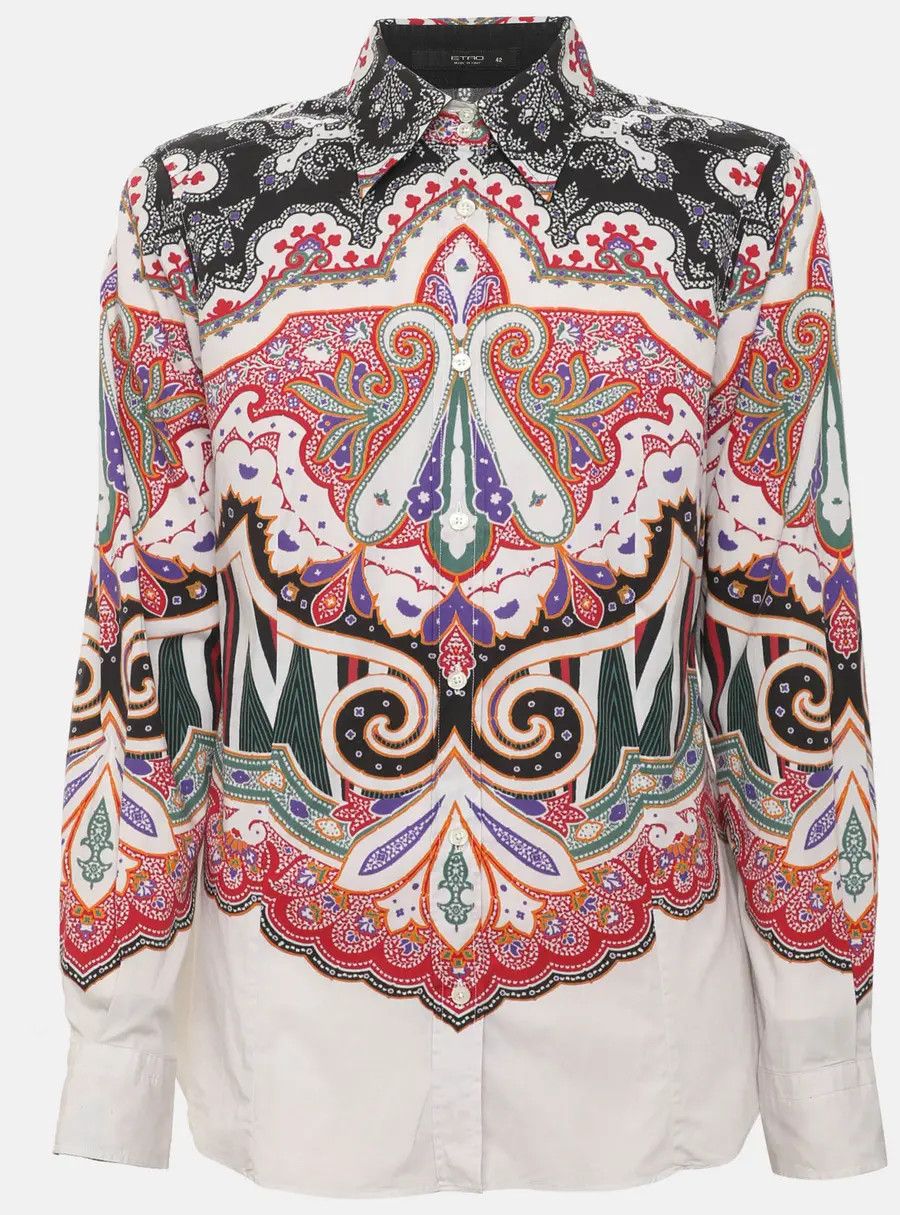 Etro Multicolor Paisley Print Stretch Cotton Long Sleeve Shirt M