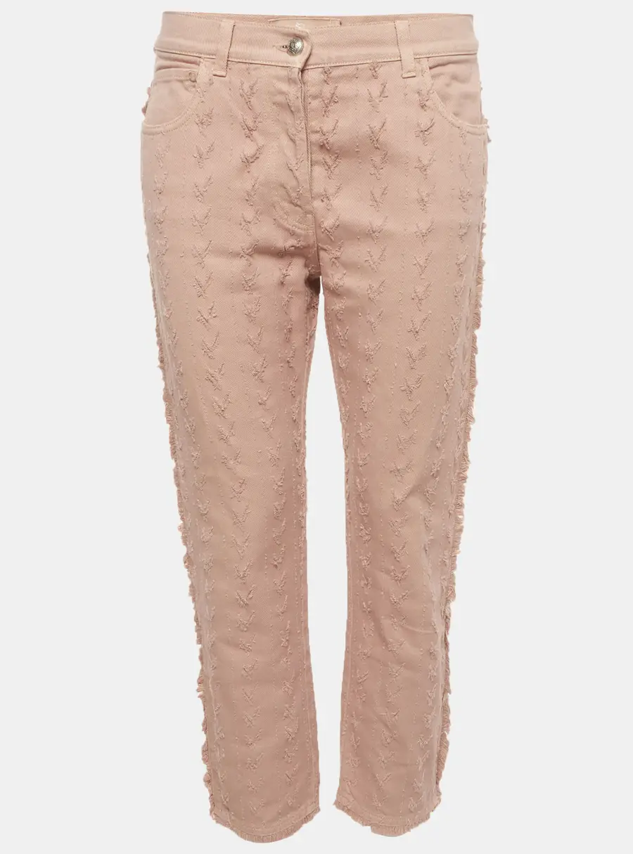 Etro Pink Denim Distressed Straight Fit Jeans S /Waist 32"