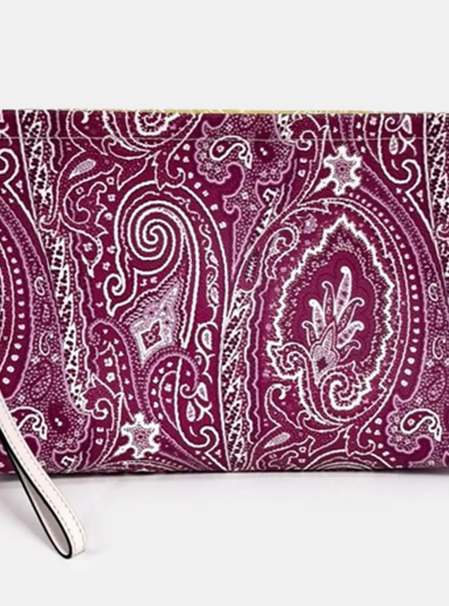 Etro Paisley Multicolor PVC Coated Canvas Clutch Bag