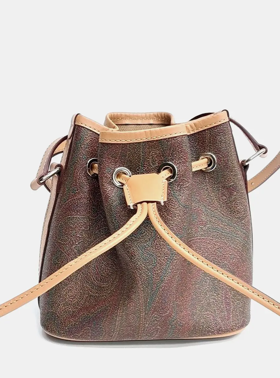 Etro Brown PVC Bucket Crossbody Bag