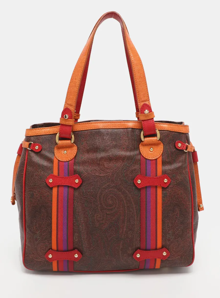 Etro Multicolor Paisley Print Coated Canvas and Leather Tote
