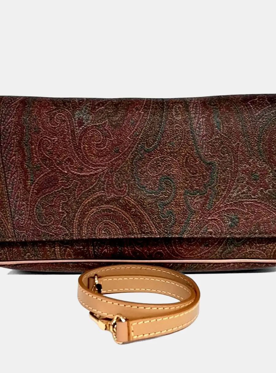 Etro Leather Brown Paisley Shoulder Bag