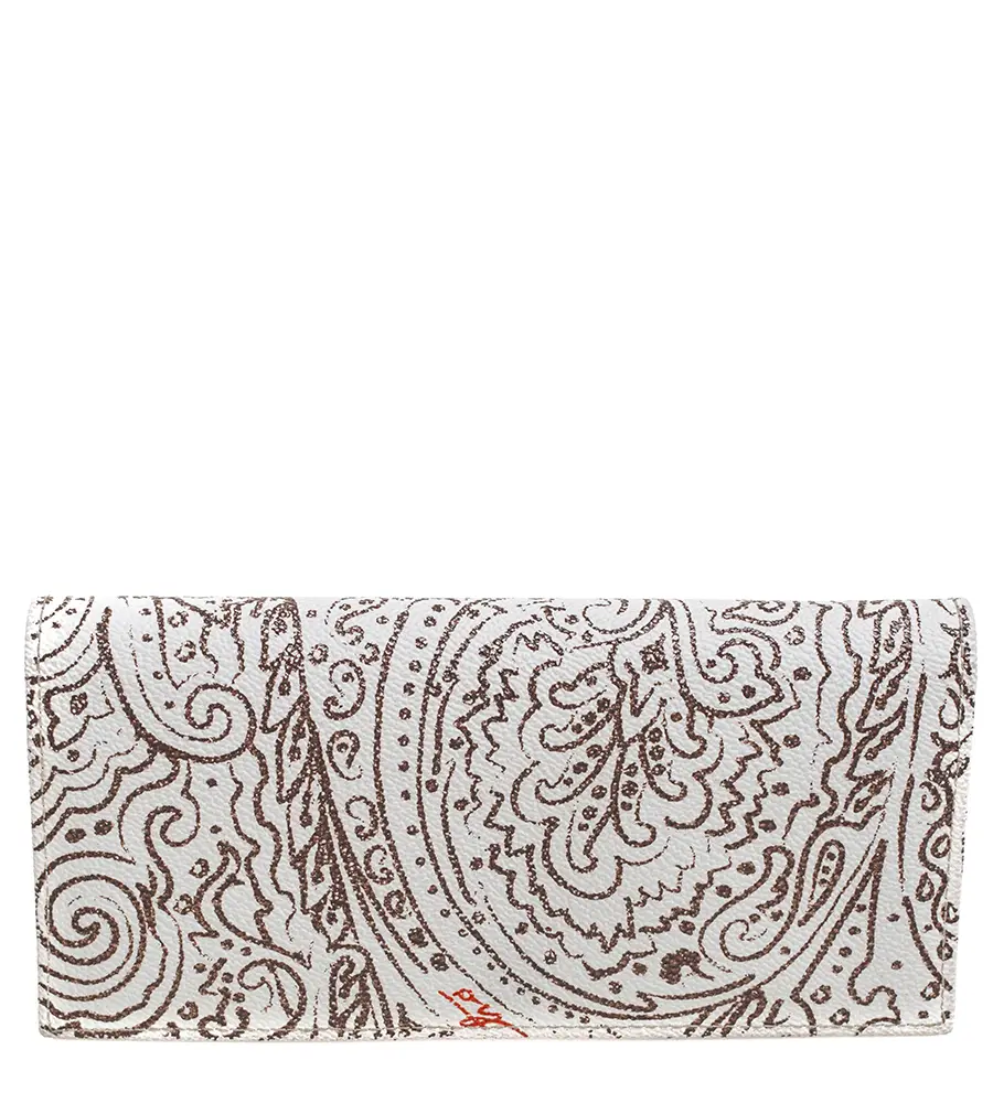 Etro White/Brown Paisley Print Coated Canvas Continental Wallet