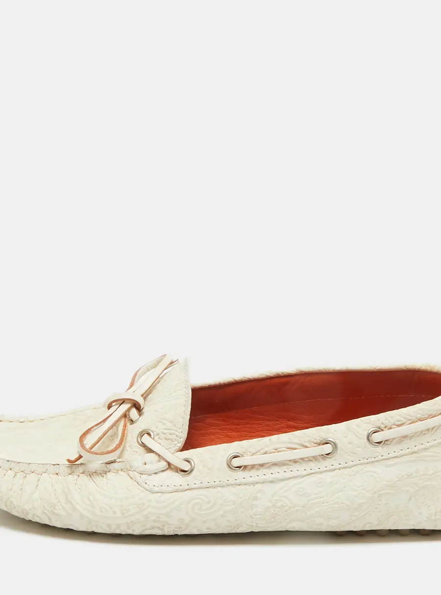 Etro White Leather Slip On Loafers Size 38.5