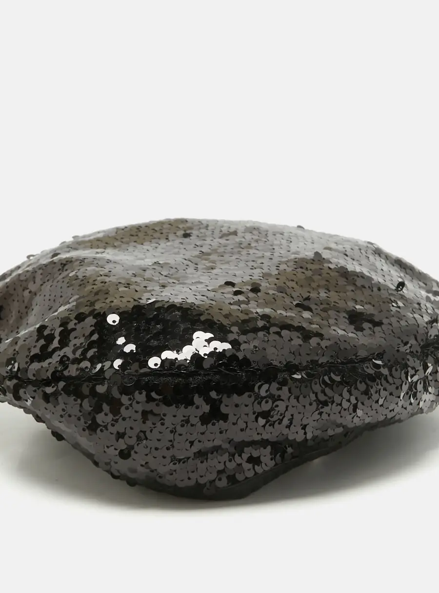 Eugenia Kim Black Sequin Beret Cap S