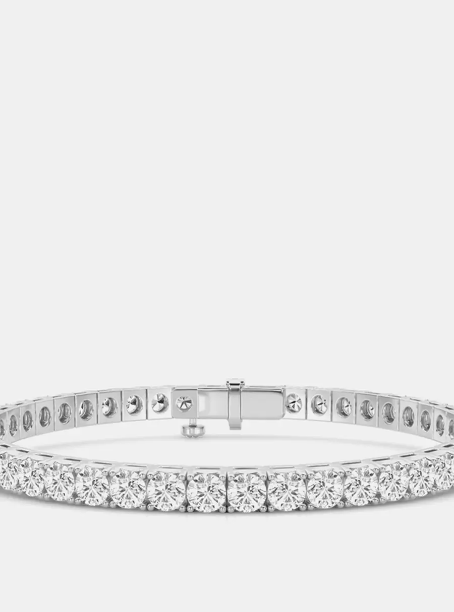 14K White Gold Round Lab Grown Diamond Tennis Bracelet (12 ctw)