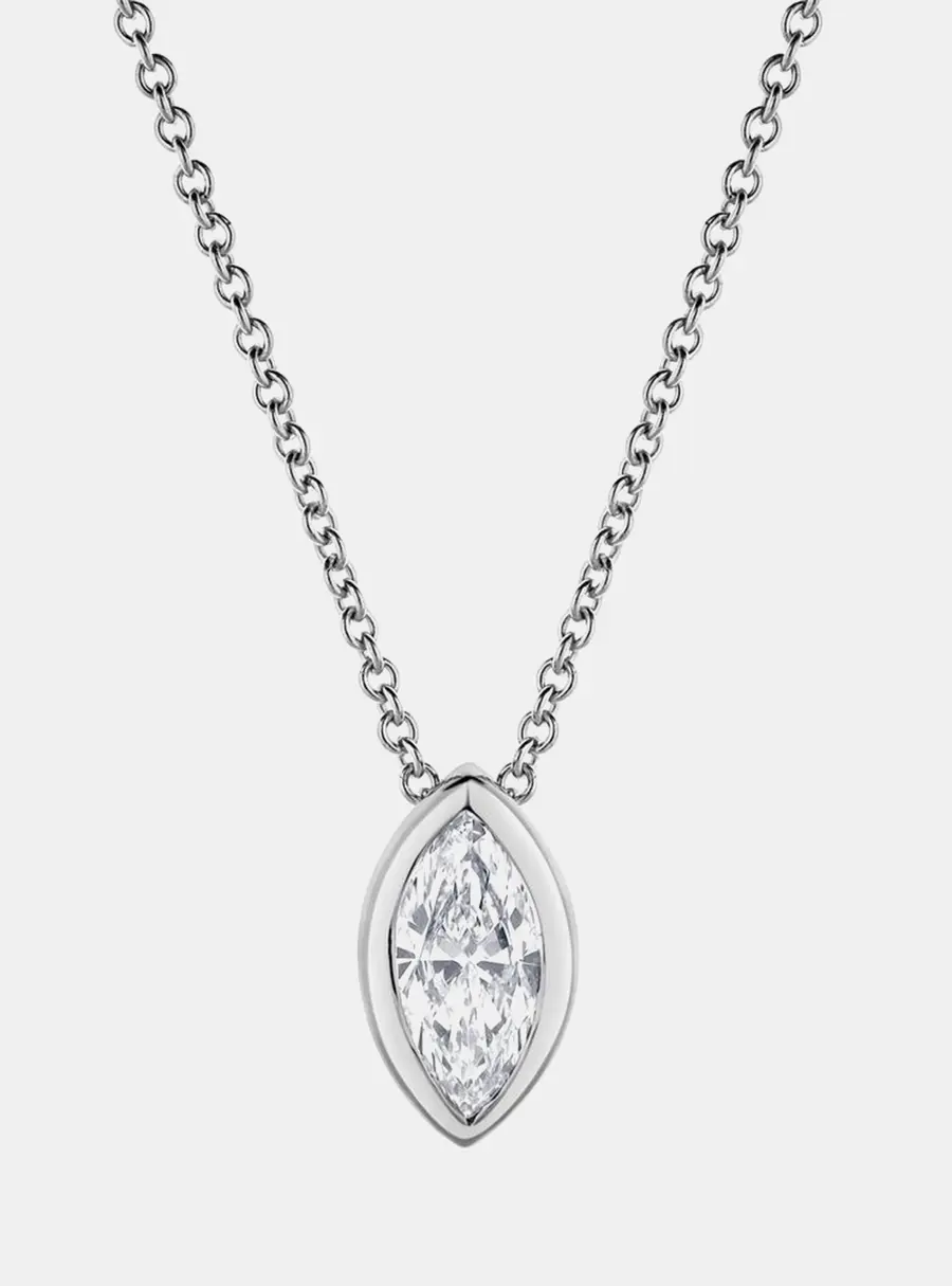 14K White Gold  Lab Grown Diamond Pendant Necklace (0.63 cts)