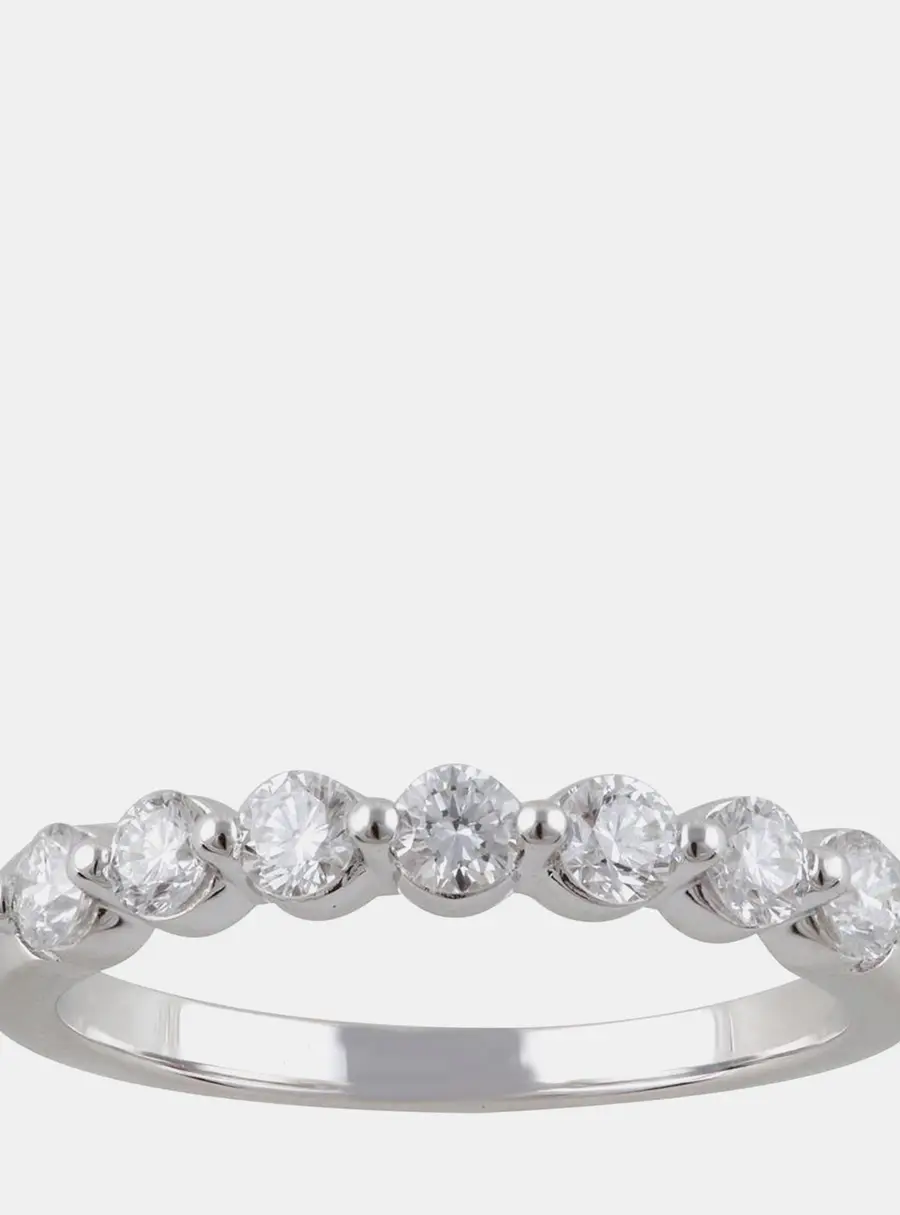 14K White Gold  Lab Grown Diamond Seven Stone Band (0.55 cts)