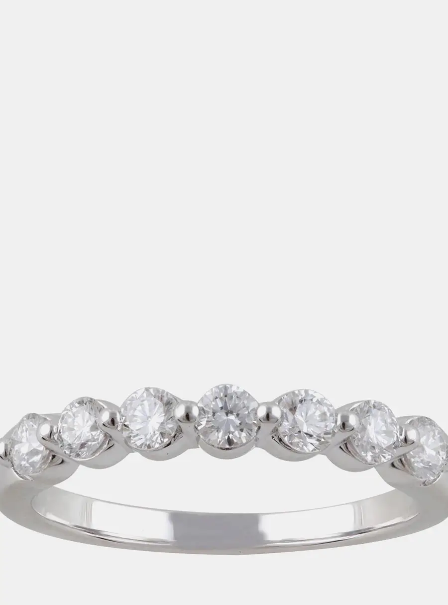 14K White Gold  Lab Grown Diamond Seven Stone Band (0.55 cts)