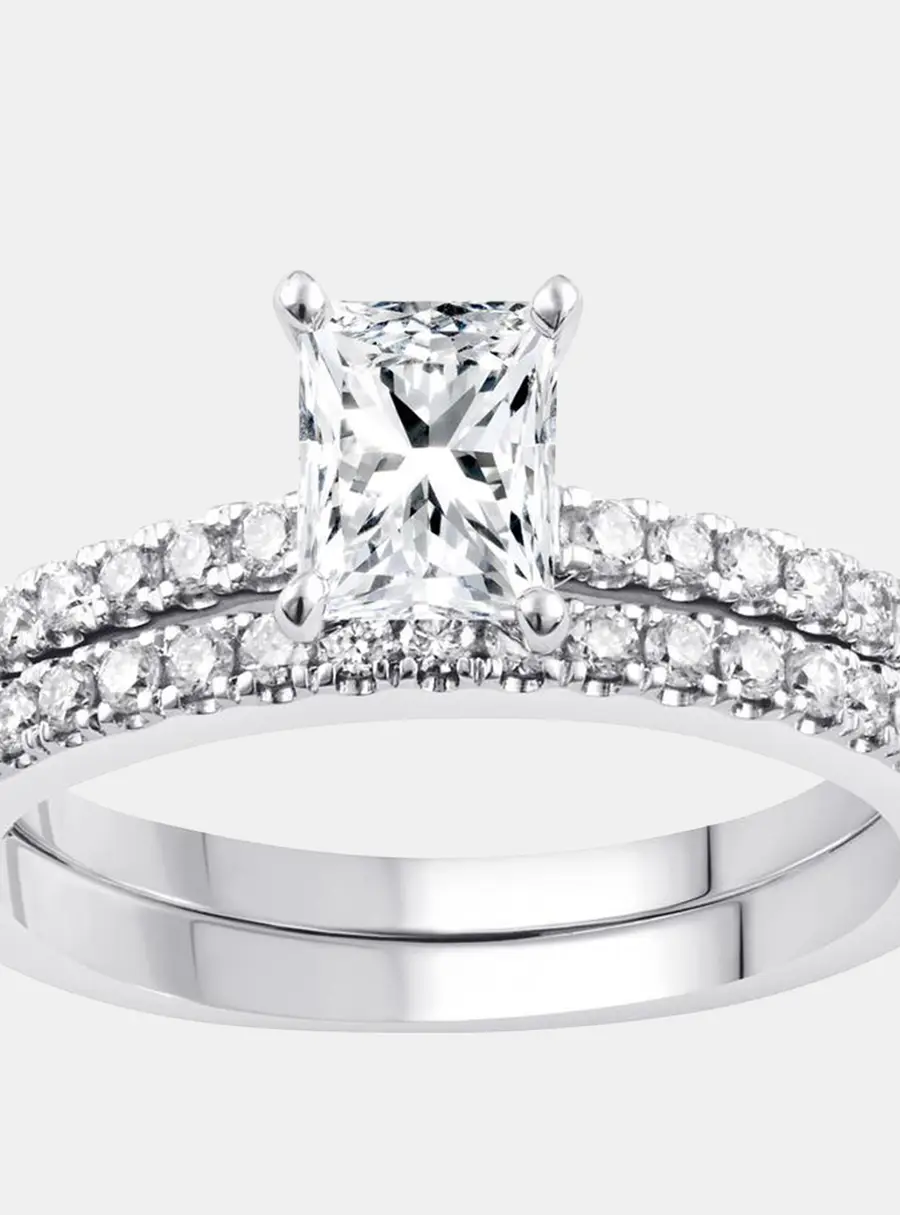 1.5ct 14k White Gold Lab Grown Diamond Bridal Set