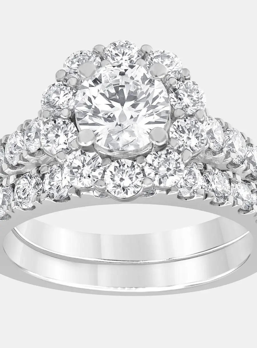 3ct 14k White Gold Lab Grown Diamond Bridal Set