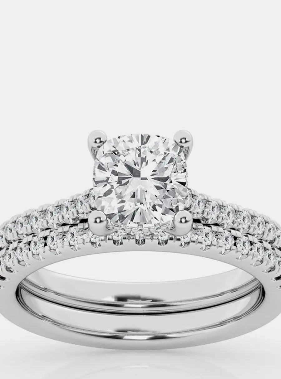 3ct 14k White Gold Lab Grown Diamond Bridal Set