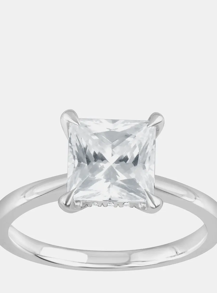 2.45ct 14k White Gold Lab Grown Diamond Hidden Halo Solitaire Ring