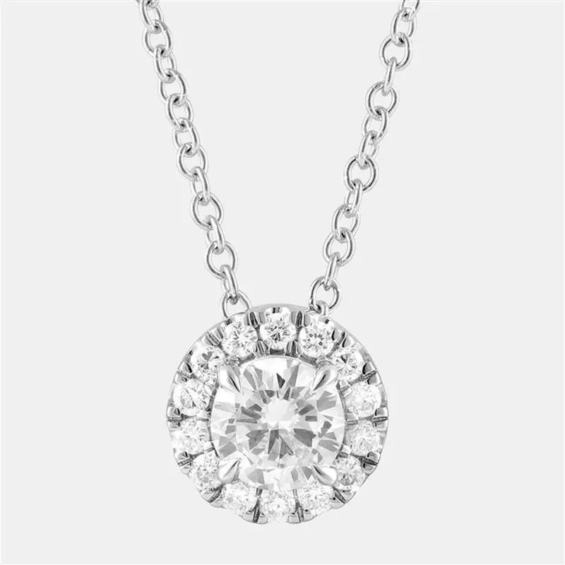 0.45ct 14k White Gold Lab Grown Diamond Halo Pendant