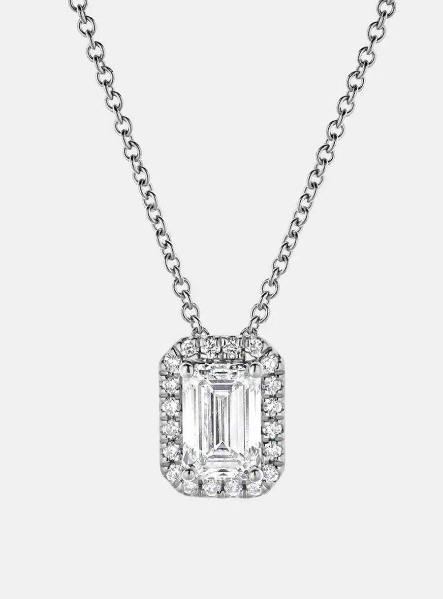 0.82ct 14k White Gold Lab Grown Diamond Halo Pendant
