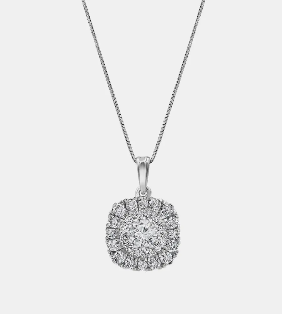 1ct 14k White Gold Lab Grown Diamond Halo Pendant
