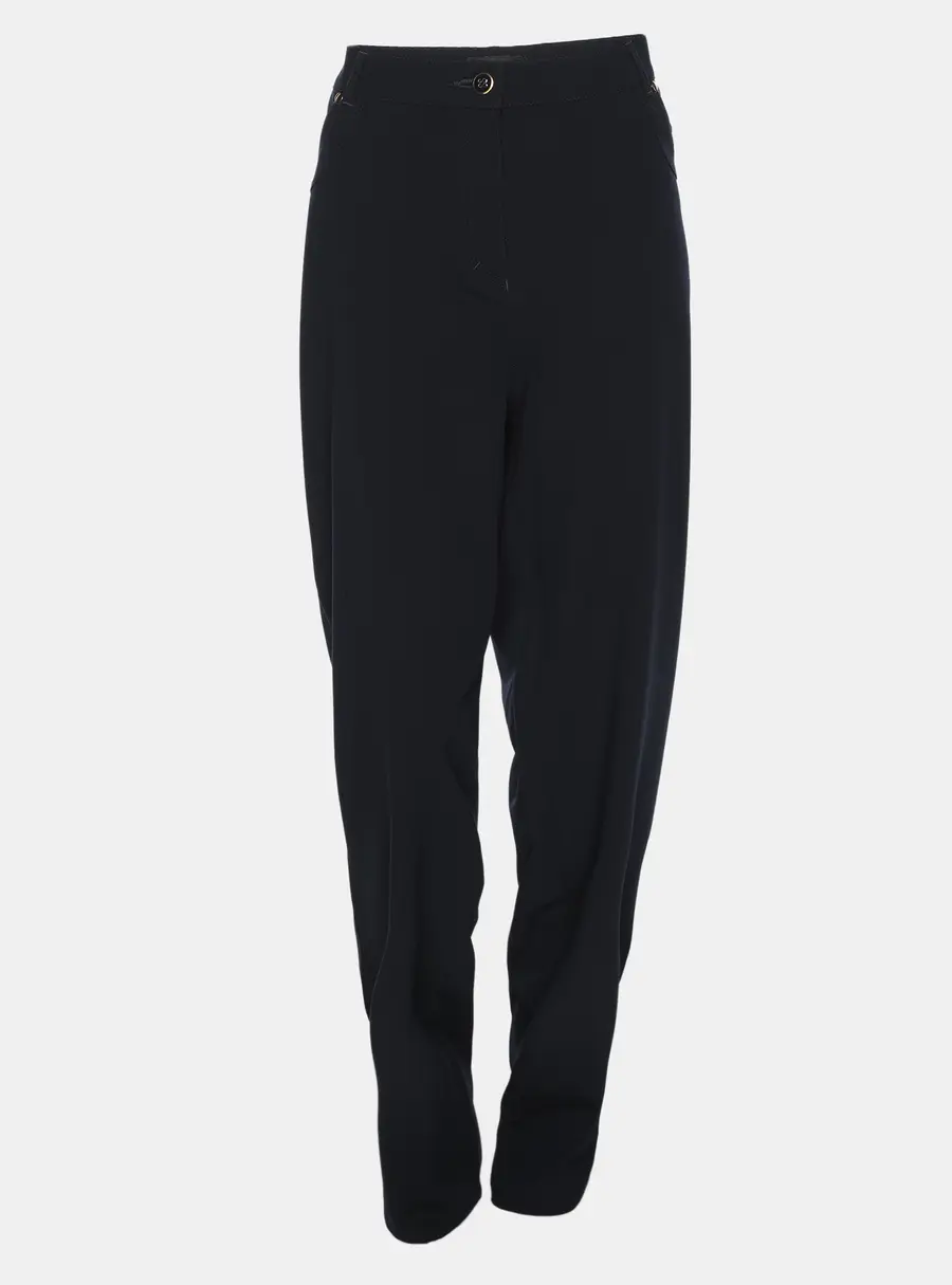 Elena Miro Navy Blue Jersey Wide Leg Trousers XL