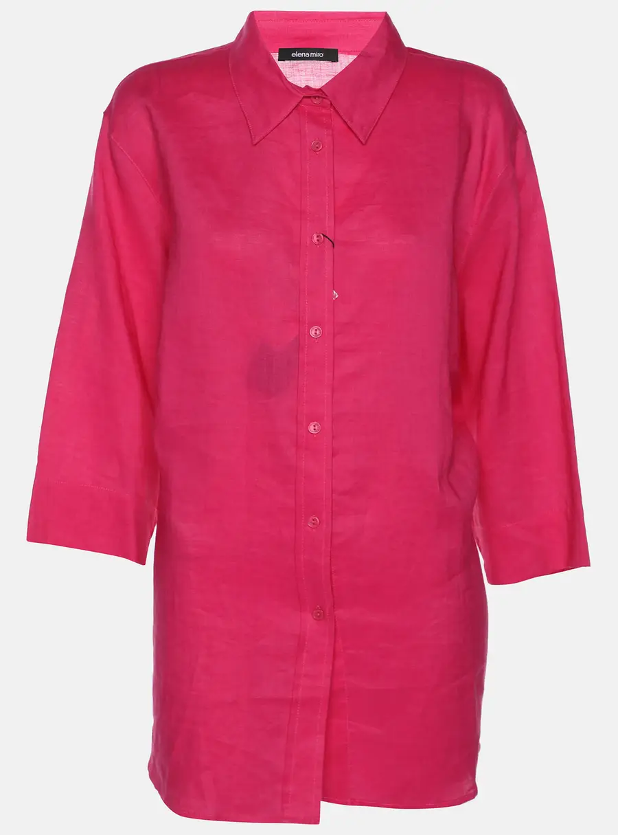 Elena Miro Pink Ramie 3/4 Sleeve Shirt XL