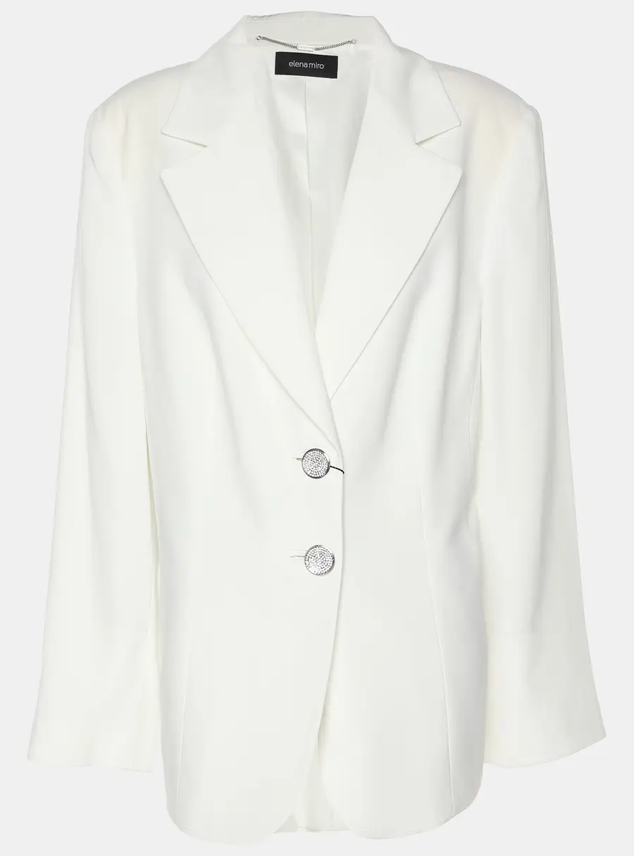 Elena Miro White Satin Single Breasted Blazer L