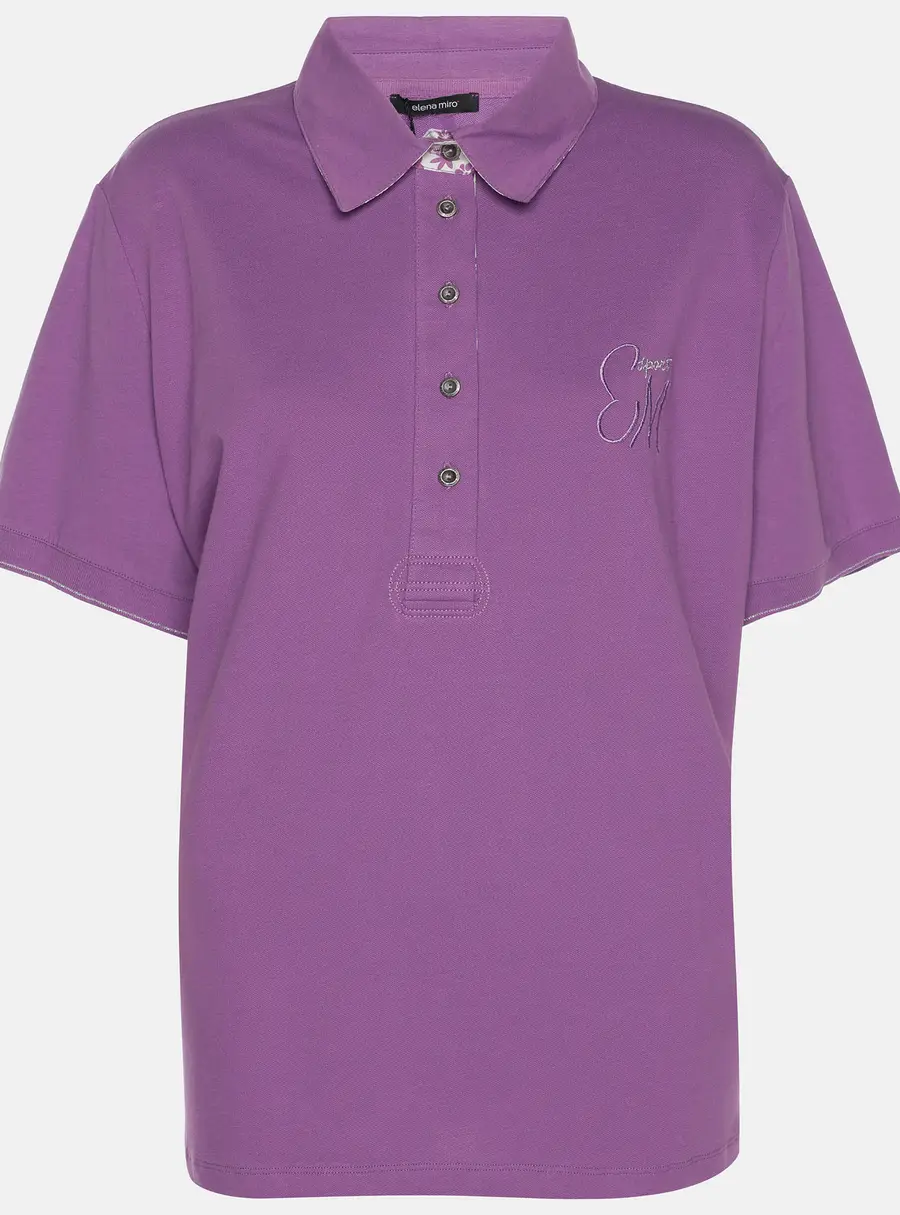 Elena Miro Purple Jersey Polo T-Shirt XL