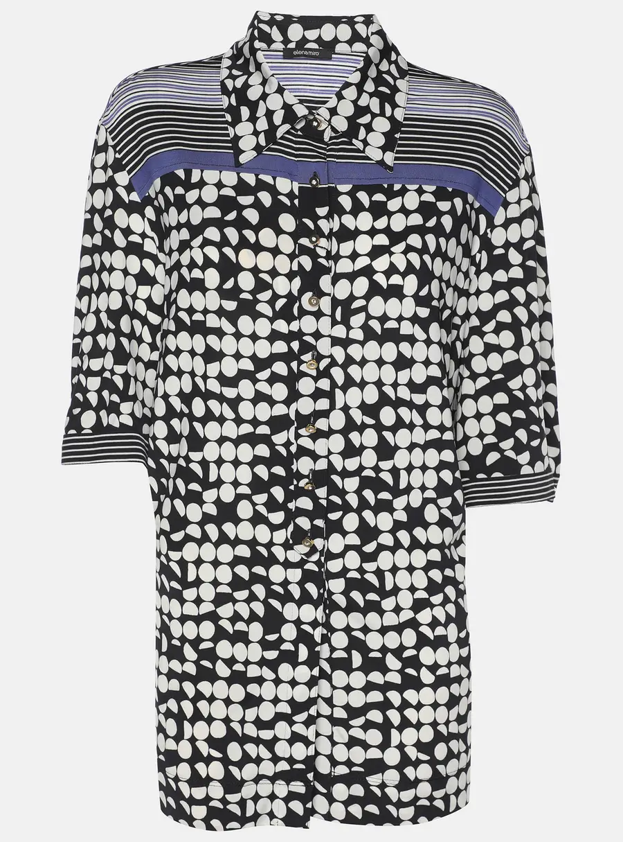 Elena Miro Black/White Printed Jersey Top L