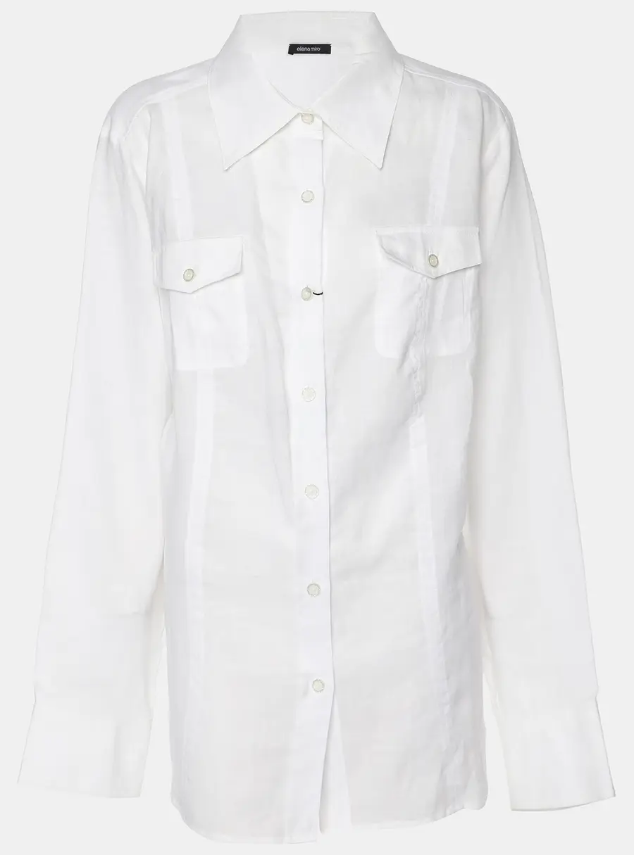 Elena Miro White Linen Button Front Shirt XXXL