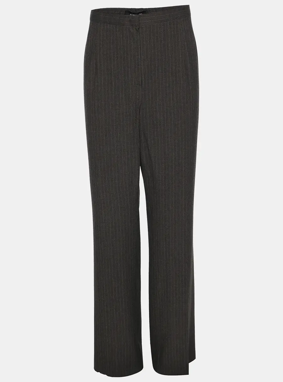 Elena Miro Grey Striped Polyester Blend Fabric Trousers XXL
