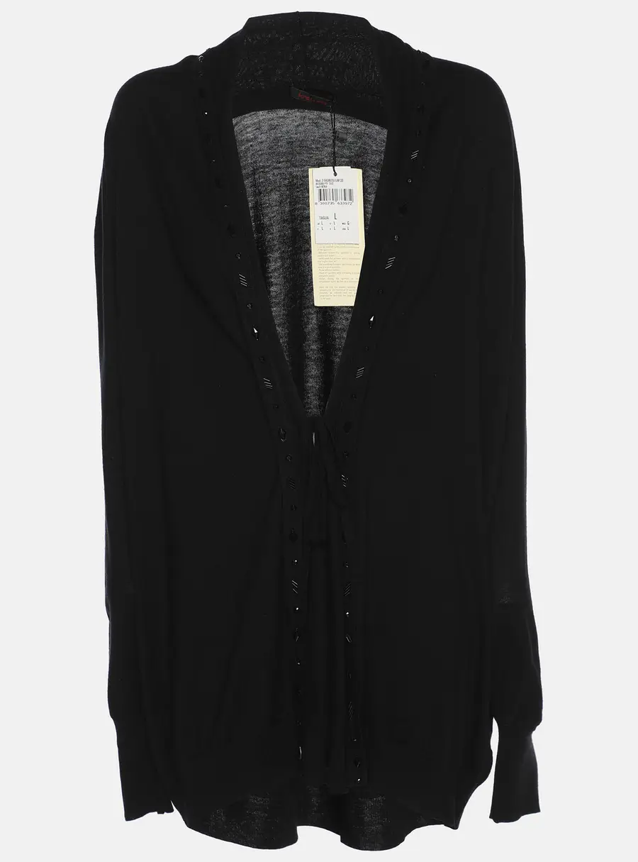 Elena Miro Black Jersey Embellished Cardigan L