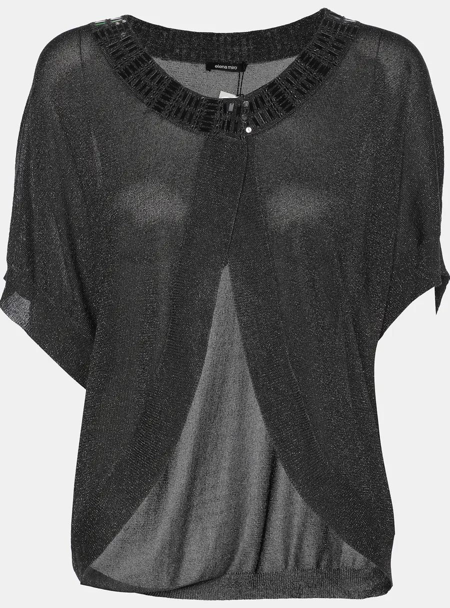 Elena Miro Grey Shimmered Lurex Knit Shrug Top XL